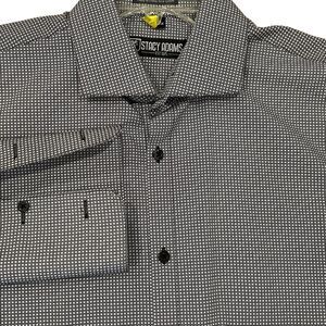 Stacy Adams Black White Check Long Sleeve Shirt 17 34/35